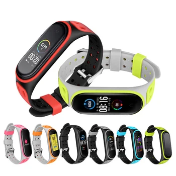 

For Xiaomi Mi Band 5 New Sport Comfortable Two Color Wrist Straps with Metal Buckle