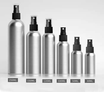 

120Pcs Factory Price 30ml 50ml 100ml 120ml 150ml 250ml Spray Aluminum Bottle Toner Sunscreen Black Fine Mist Atomizer Cosmetic