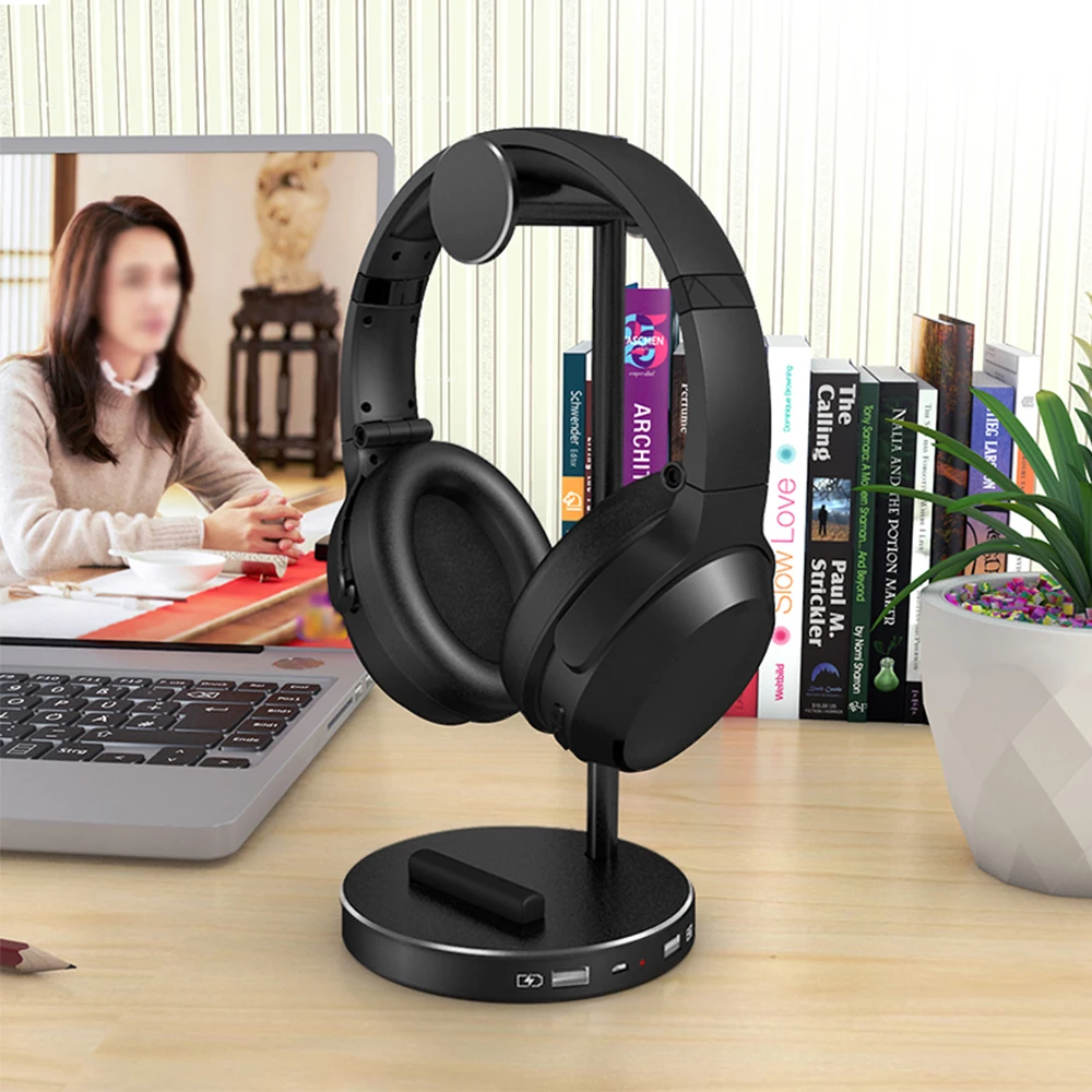 Встроенный аккумулятор USB металлическая подставка для наушников настольная полка для хранения Гарнитура держатель стойка внешний аккумулятор для всех наушников