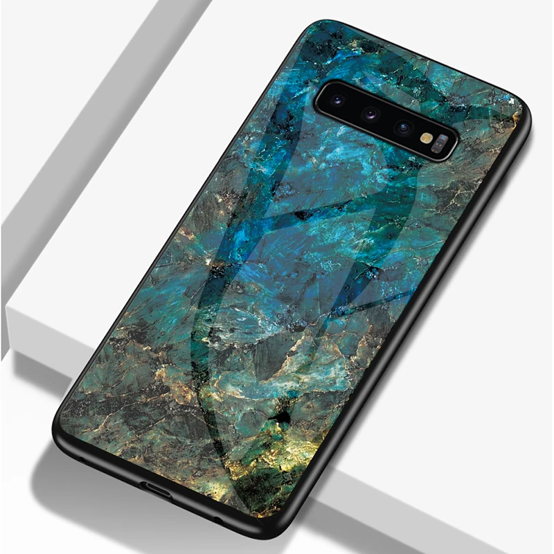 

Marble Tempered Glass Phone Cases Back Cover Case For Samsung S7/8/9 Plus Note8/910 Note10 Pro S10 Plus/Lite Case Fitted Case