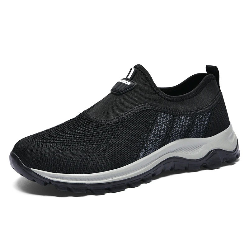Men's Loafers Flykintted Breathable Man Shoes Summer Sneakers Slip on Grey Black Size 39-44 | Обувь