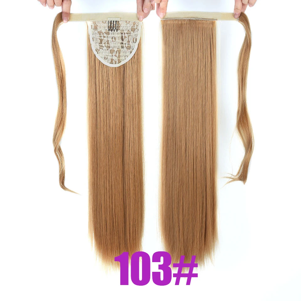 MEIFAN Длинные прямые натуральный искусственный конский хвост клип на волосы хвост термостойкие синтетические Борн волосы парики для женщин Косплей Вечерние - Цвет: 103
