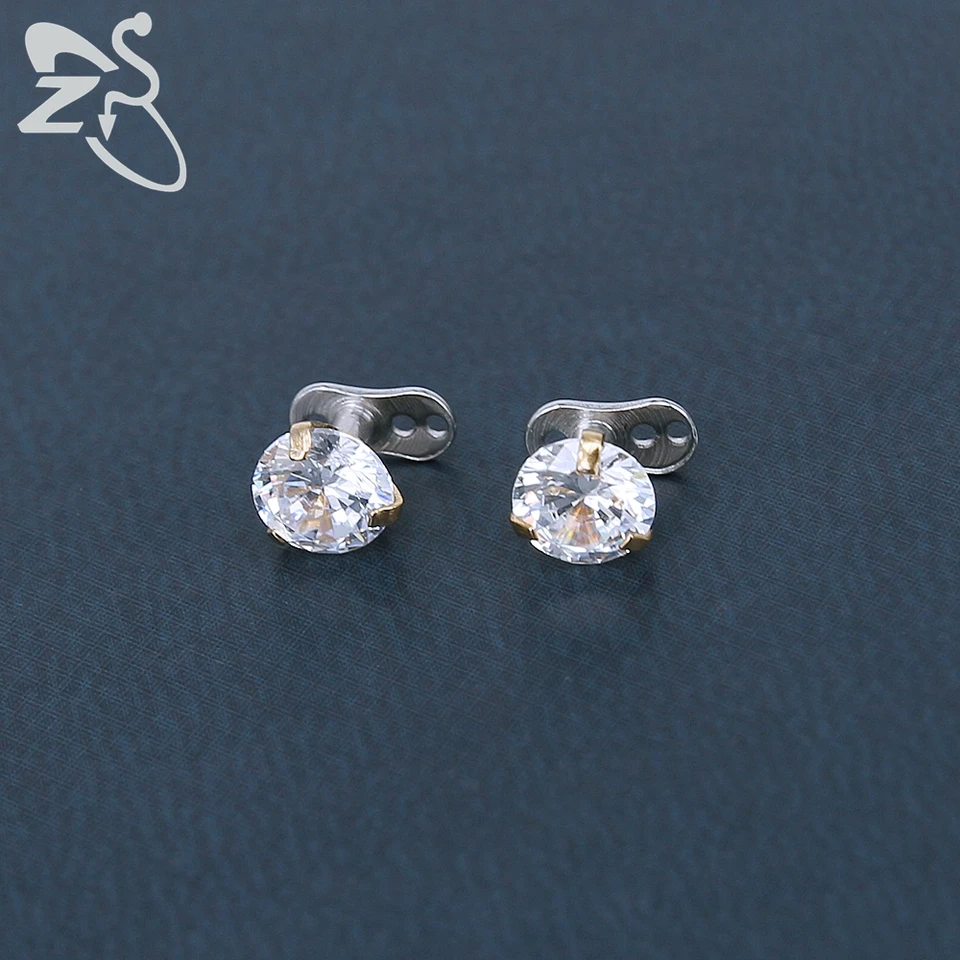 Set 15 Top Per Piercing Dermico In Acciaio Inox 316L - 16G, Con CZ Diamantato, Per Uomo E Donna