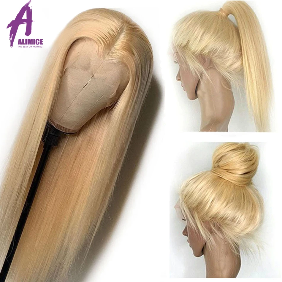 

613 Honey Blonde Color Remy Brazilian Straight Lace Frontal Human Hair Wigs 613 Lace Frontal Wig for Black Women 150% Density
