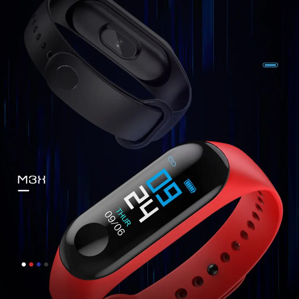 Bluetooth M3 умные часы с пульсометром, монитор артериального давления, будильник, шагомер, браслет для мужчин и женщин