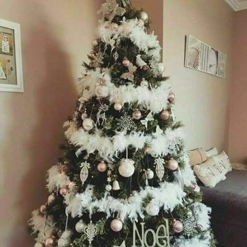 

5/10Pcs Christmas Tree White Feather Fluffy Garland Ribbon Strip for Xmas Wedding Party Tree Home Decoration TB Sale