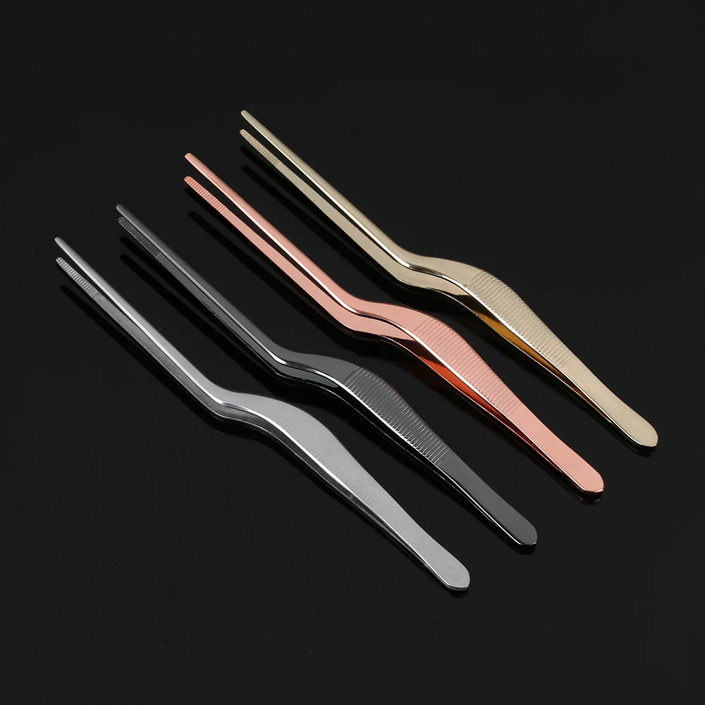 1PCStainlessSteelTweezersPlatingChefFoodTweezerBBQClipSeafood