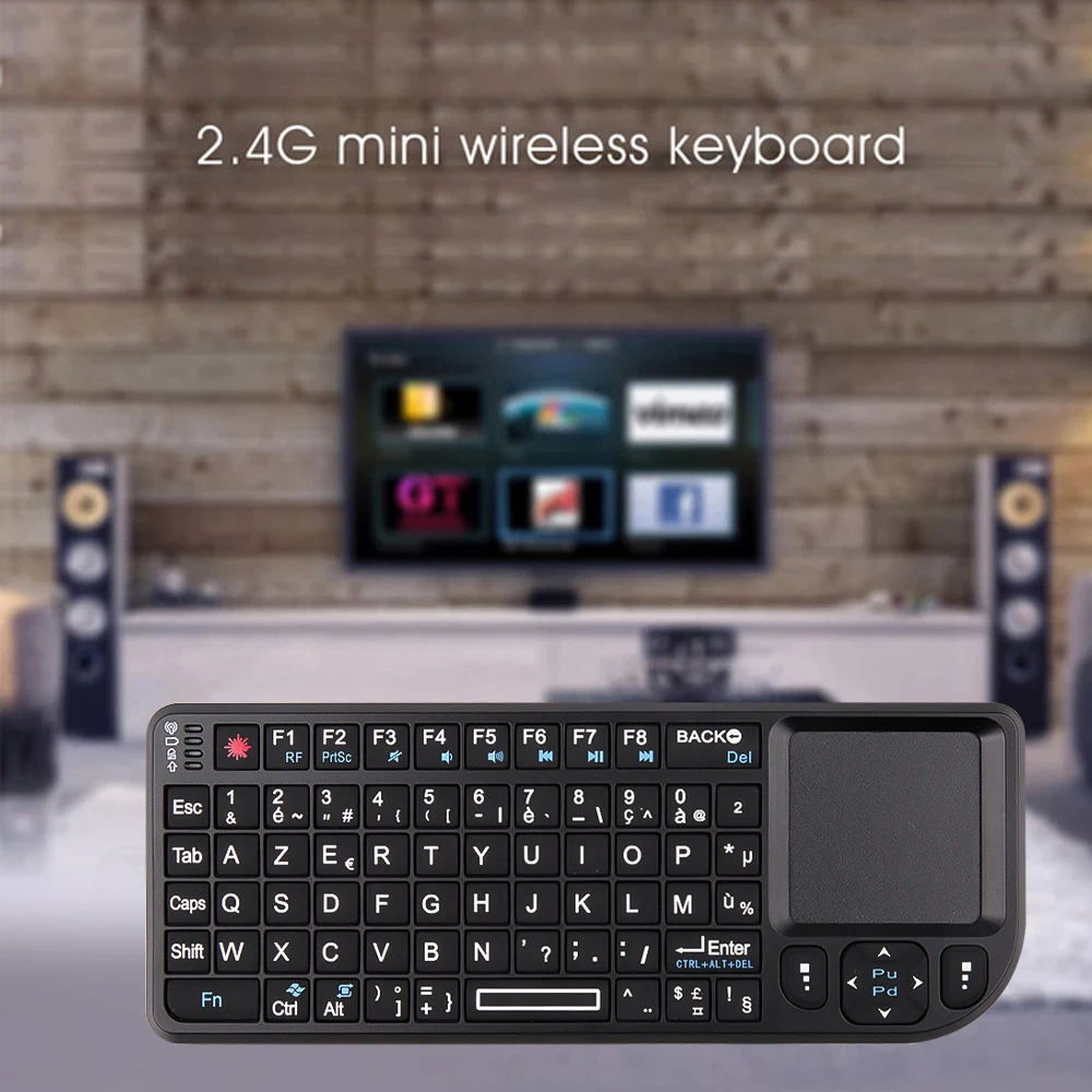 Mini 2.4g rf Wireless Keyboard Spanish Keyboard Backlight Touchpad Smart tv Box 2.4g rf Teclado sem Fio Espanhol Francês Russo Inglês Backlight Teclado Touchpad Mouse para pc Notebook Caixa de tv Inteligente - Imagem 5
