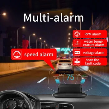 

Car HUD Vehicle-mounted Head Up Display System GPS Dual Mode HD OBDⅡ Overspeed Warning Fault Alarming System
