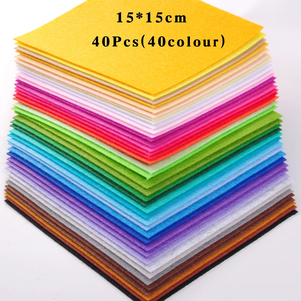 40Pcs 15x15cm Felt Fabric Home Gifts Non Woven Multicolor Wedding Polyester Cloth Sewing Crafts