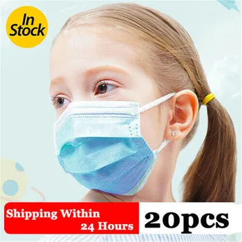 

20/40/60Pcs Children Disposable Face Mask Protect 3 Layers Filter Dustproof Earloop Non Woven Mouth Unisex Dust Masks