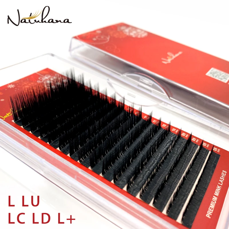 

NATUHANA Christmas Series L/L+/LC/LD/LU False Eyelash Extensions Matt Black PBT Synthetic Mink Eyelashes L Shaped Fake Lashes