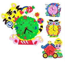 

2022 new Kid Handmade Animal Learning Clock Puzzle Assembled Kids DIY Eva Creative Clock Learning Education