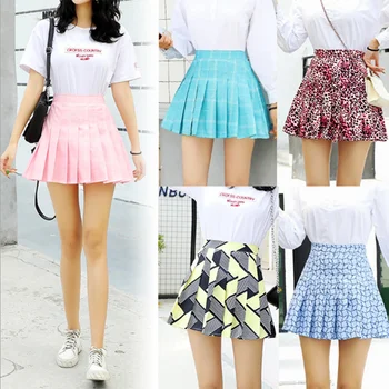 

Sweet Girls Ultra-Short Mini Skirt Sexy Height Waist Printed Pleated Tennis Skirt Fashion Women's Sportwear High Street Jupe Sum