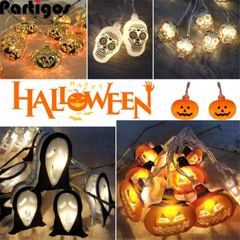 

1.5m Halloween Decoration LED String Lights Lantern Home outdoor Party Garland Light pumpkin Spider Skull Bat Happy Halloween