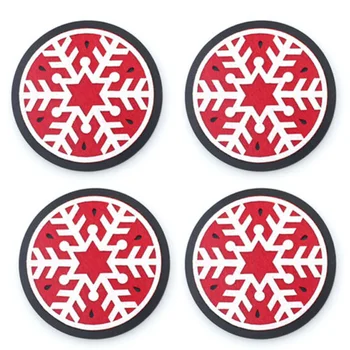 

4pcs Christmas Cup Mat Silicone Felt Decorative Placemats Cafe Cups Mugs Glasses Kitchen Anti-slip High Temperature Resistance