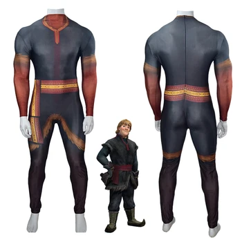 

New Movie Kristoff Cosplay Costume Zentai Bodysuit Adult Kid Digital Printing One-Piece Brown Tight Suit Spandex Jumpsuits