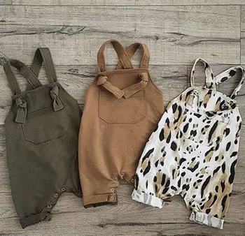 

Baby Newborn Clothes Girl Boy Clothes Solid Print Jumpsuit Sleeveless Strap Infant Casual Rompers Outfits