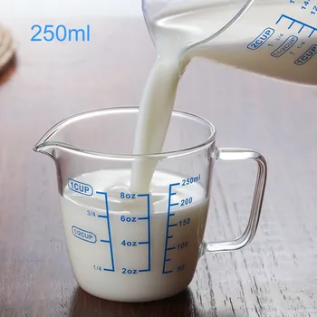 

2020New Heat-resistant Glass Measuring Cup with Scale Children Milk Cup High Borosilicate Glass Cups measuring glass jugs