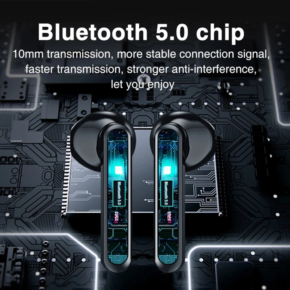 LED Bluetooth 5.0 Earphone Wireless Headphones Earbuds Touch Control Sport Headset Noise Cancel for Xiaomi iPhone TWS Earphones