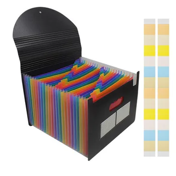 

24 Pockets Multicolored Expanding Files Folder Expandable Accordion Style File Organizer with Lid for School Office 18 Line