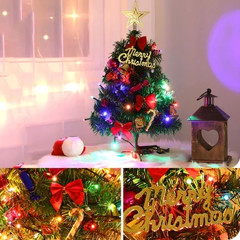 

50cm Mini Merry Christmas Tree with Lamp Desktop Decoration Ornaments Home Mini Shopping Mall Decoration Xmas Supplies Decor