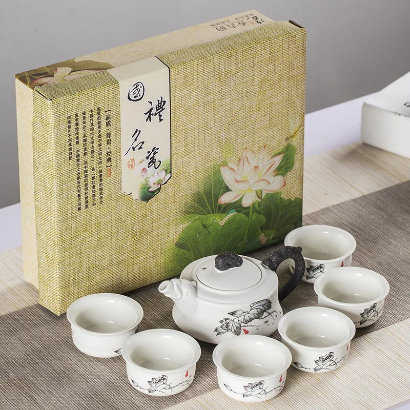 &quotКитайский кун фу&quot 7 шт. Чай комплекты Керамика Портативный фарфор Услуги Gaiwan