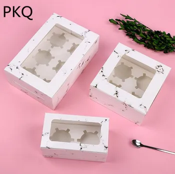 

20pcs/lot Simple Style Marble Pattern Candy Boxes Macaroon Cake Boxes Biscuits Boxes for Baking Gift 2/4/6 Holes