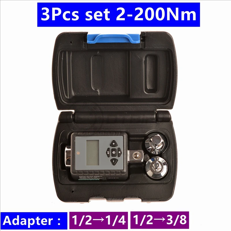 2-200NM 3Pcs adapter Динамометрический ключ цифровой 1/2 1/4 динамометрический ключ универсальный 3/" 0,3-340нм ключ с регулируемым крутящим моментом Набор для ремонта автомобиля велосипед - Цвет: 2-200NM 3Pcs adapter