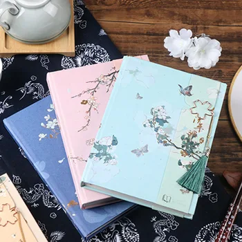 

Hot Sale Flower Illustration Sketchbook Journal Notebook Tassel Bookmark School Writing Chinese Book Stationery Gifts 2020