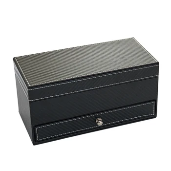

Large Space Durable Watch Organizer Black Storage Box With Drawer Cuff-link Box 2 IN 1 Fashion Multifunctional Display Case