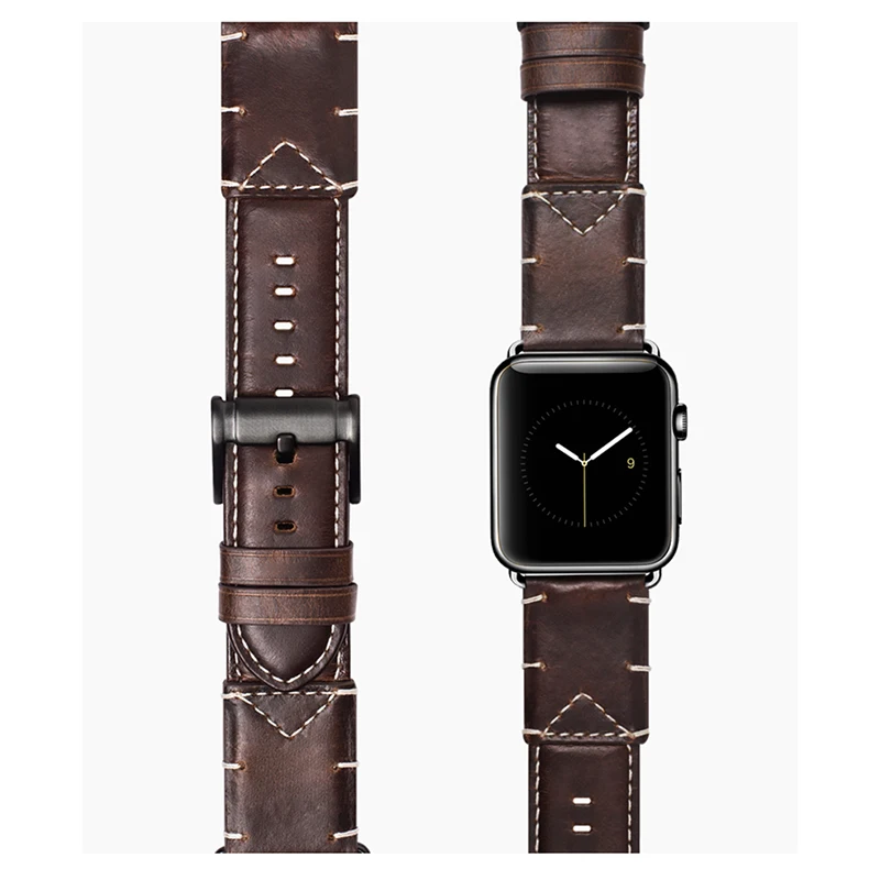 

Crazy Horse Leather Watchbands for Apple Watch Sport Band 42mm Strap Reloj Watch Accessories for iWatch 1/2/3/4