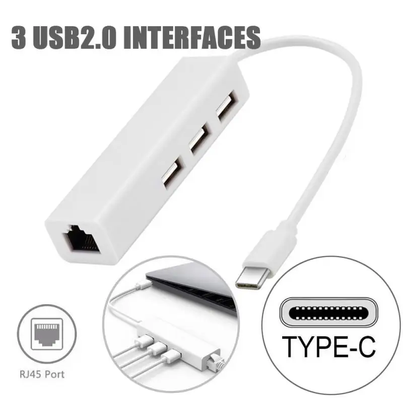 Тип-c до 100 м Сетевая карта тип-c док-станция USB 3 порта концентратор конвертер Бесплатный привод подключи и играй