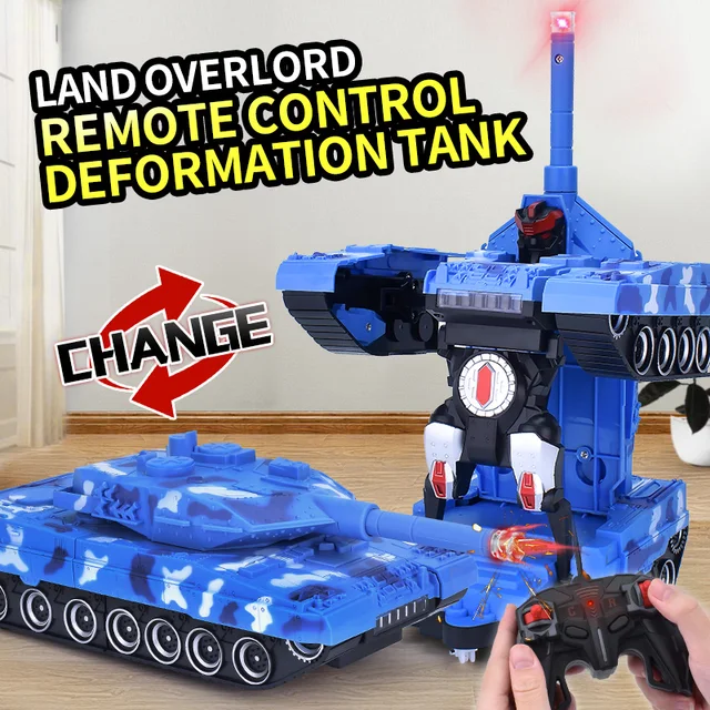 Children's Toy RC Tank Car Deformation Robot Remote Control Car RC Simulation Sound Effect Car One-click Toy for Boy Kids Gifts 3