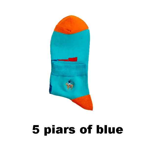 PEIR POLO, новинка, 3D, с национальным флагом, модные, винтажные, ретро Рисунок, художественные носки, новинка, забавные, для мужчин, с рисунком, художественный дизайн, Носки Happy - Цвет: 5 pairs blue