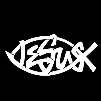 

Creative Jesus Fish Christian God Pattern High Quality Car Decoration Personality Pvc Waterproof Applique Black/white, 15cm*7cm