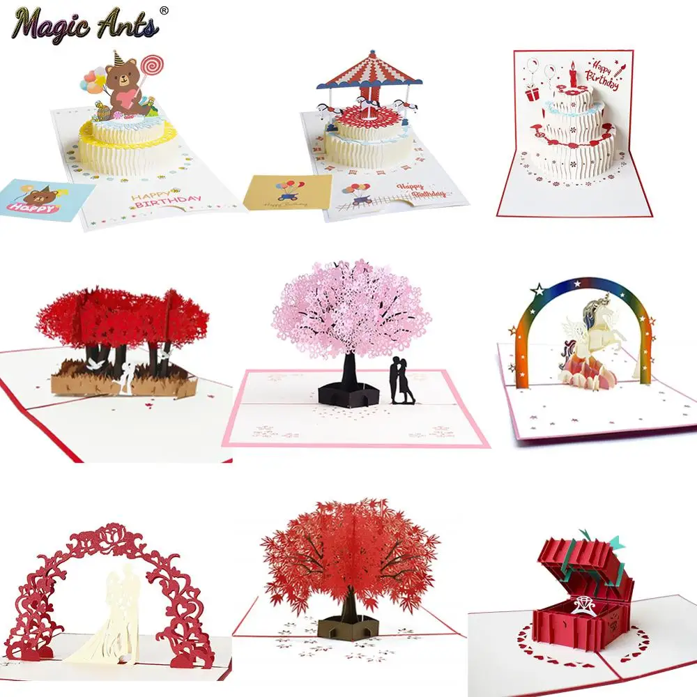 3d Pop Up Cards Flowers Birthday Card Anniversary Gifts Postcard