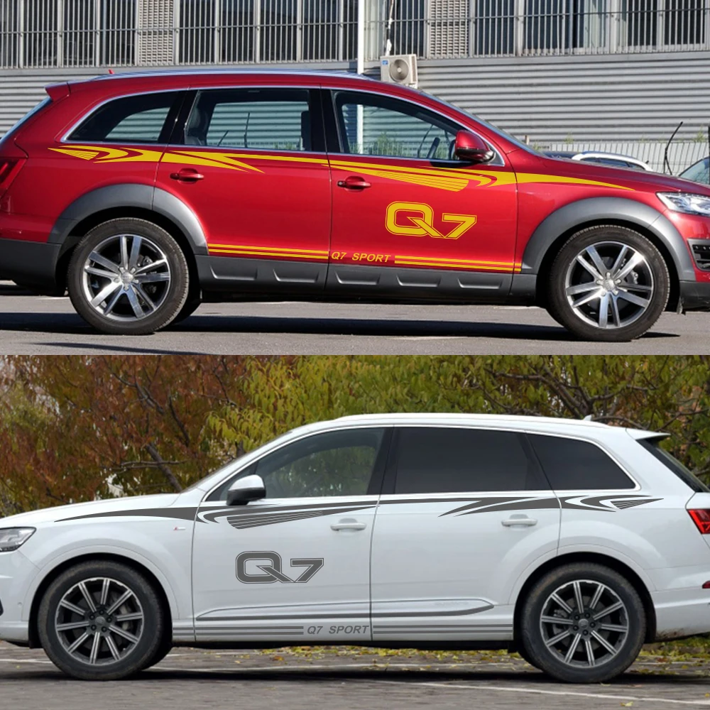 2 шт. наклейки на боковые двери автомобиля для Audi Q7 Виниловая пленка Авто Спорт Гонки наклейки светоотражающие украшение Стайлинг Тюнинг автомобиля аксессуары