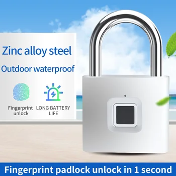 

USB Rechargeable Smart Fingerprint Padlock Anti-Theft Thumbprint Door Padlock Quick Unlock Zinc Alloy Padlock For Drawer Suitcas