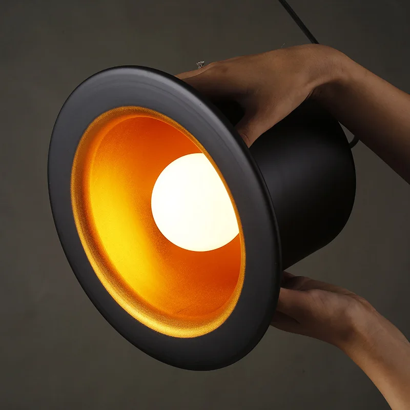 Modern Jazz Top Hat Pendant Lamp Dining Room Jeeves / Wooster Pendant Lights Outside Black Inner Golden Ac110v 220v LED Lighting