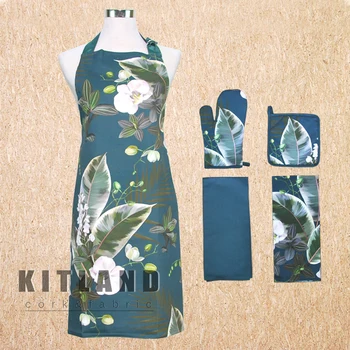

Kitland flower priting adjustable Bib Apron Kitchen Apron Cooking baking Apron for Women
