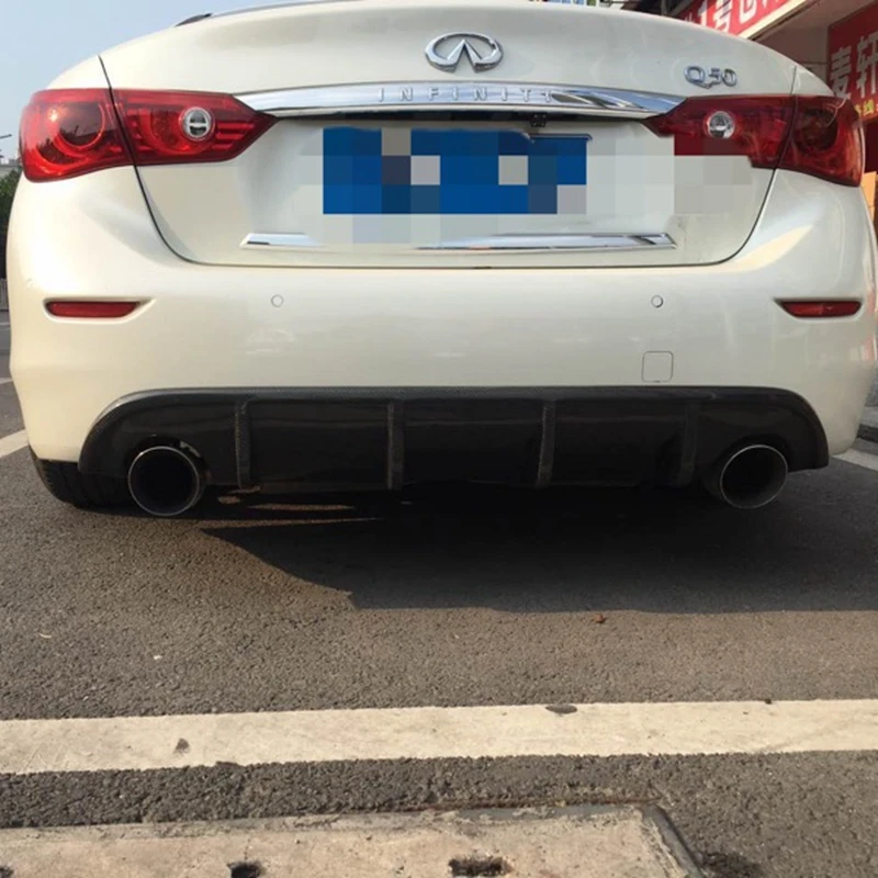 Неокрашенная матовая черная губа заднего бампера Q50 из углеродного волокна