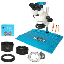 Из России 30MP HDMI USB видеокамера 3.5X-90X simul-focal тринокулярный микроскоп 144 светодиодные лампы SMD ремонт ювелирных изделий PCB