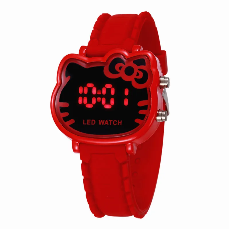 Children Cartoon Hello Kitty LED Digital Watch Hodinky Girls Kids Lovely Silicone Watch Ceasuri Gift Drop Shipping Reloj Mujer