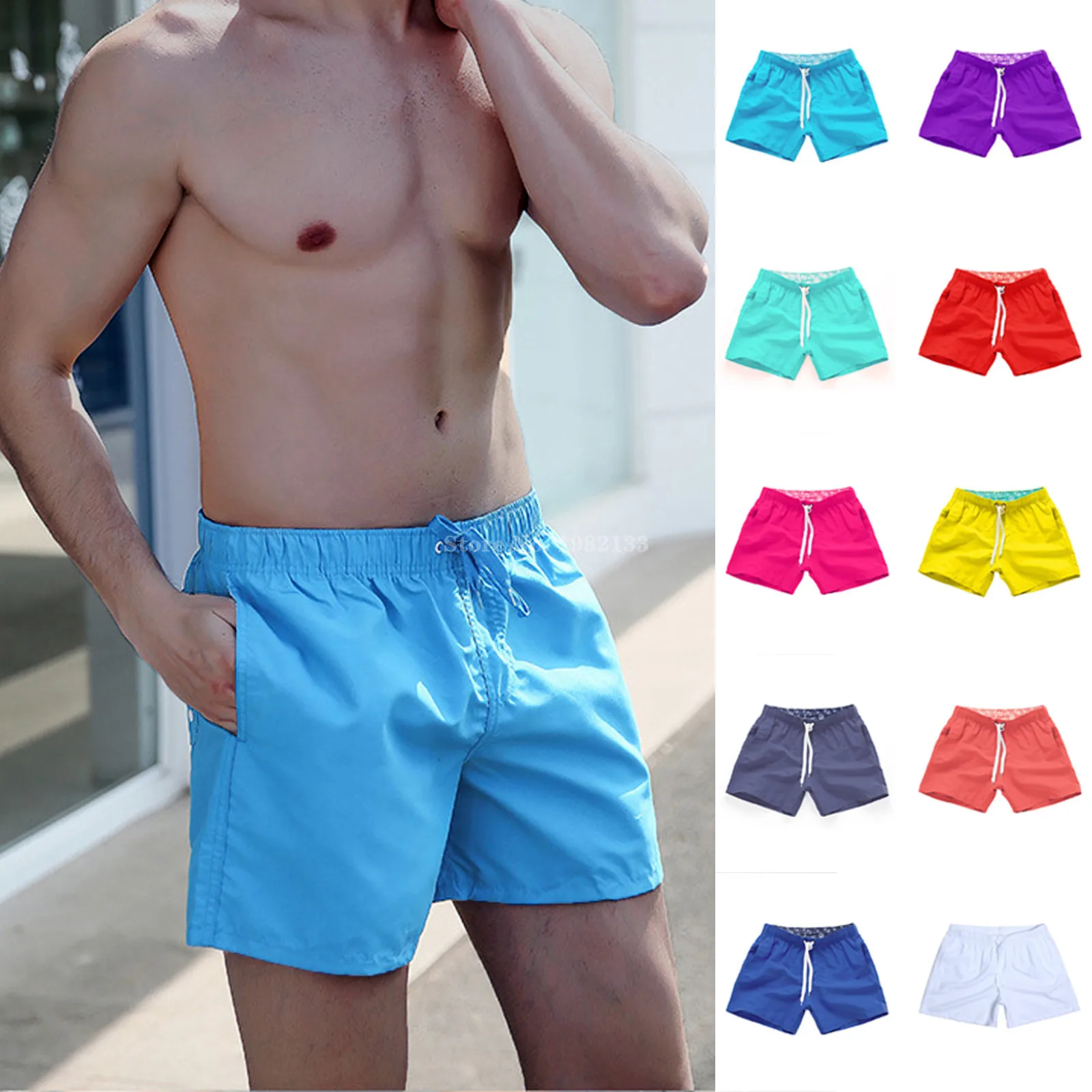 Costume Da Bagno Uomo Pantaloni Estivi Pantaloncini Da Surf Bermuda Casual Nero Bianco Boardshorts Homme Abbigliamento Classico Beach Short Male