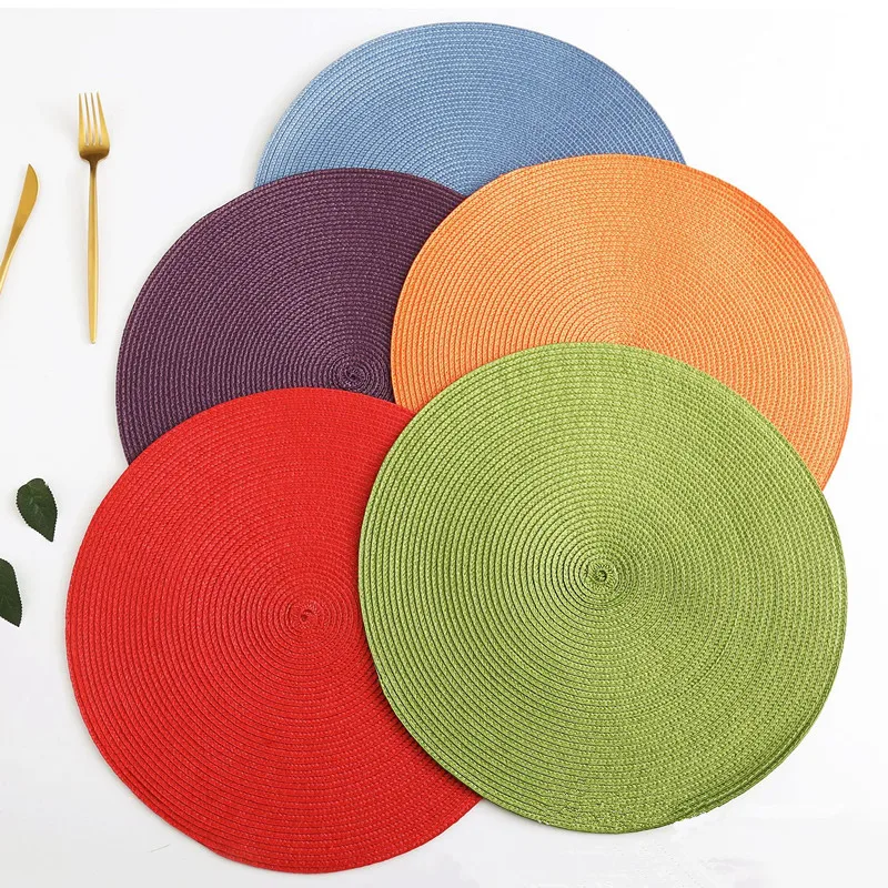 

Placemat Table Mat Round Placemats PP Plastic Woven Dining Table Mat Heat Insulation Pot Holder Cup Coasters Kitchen Accessories