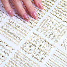 Японский, корейский, Стиль Маникюр Цветочные наклейки 3D бронза ногтей Стикеры Водонепроницаемый длительный детей ногтей Стикеры линии Na