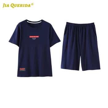 

Crew Neck Pajama Man Fashion Style Casual Style Summer Pyjamas Set 100% Cotton Big Size Man Clothes Sports Style Letter Printing