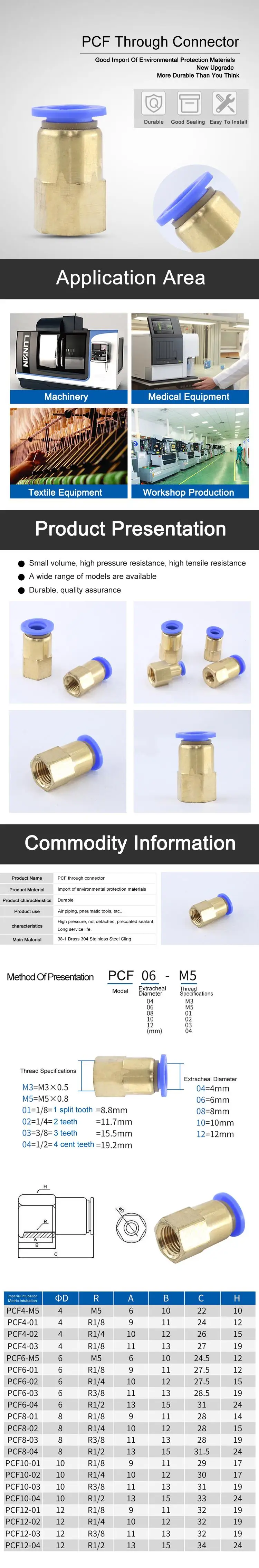 750 PCF直通接头PCF4-M5
