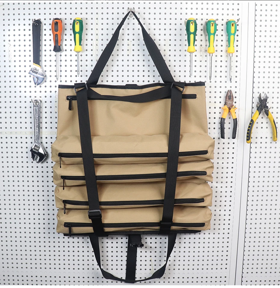 WESSLECO Travel Hanging Car Tool Storage Organizer Bags Roll Up Tool Bag With Shoulder Strap Car Accessories Trunk Auto Stowing garden tool bag